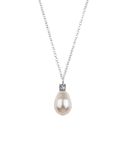 Rhinestone And Teardrop Pearl Pendant Necklace,  - Katherine Swaine