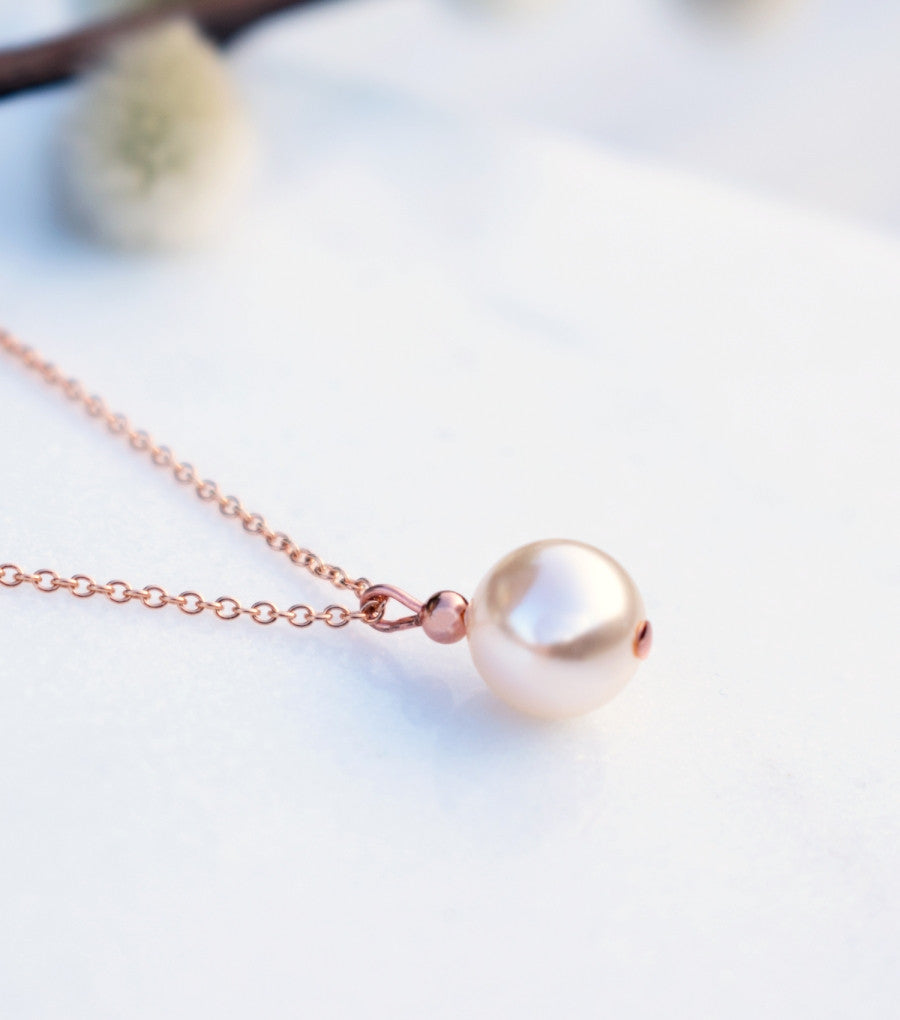 Rose Gold Ball Pendant Necklace, Necklace - Katherine Swaine