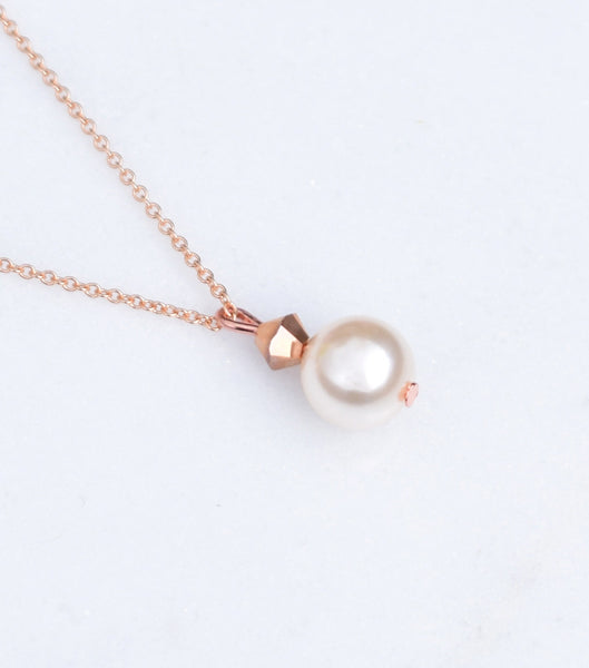 Rose Gold Pearl Drop Necklace, Necklace - Katherine Swaine