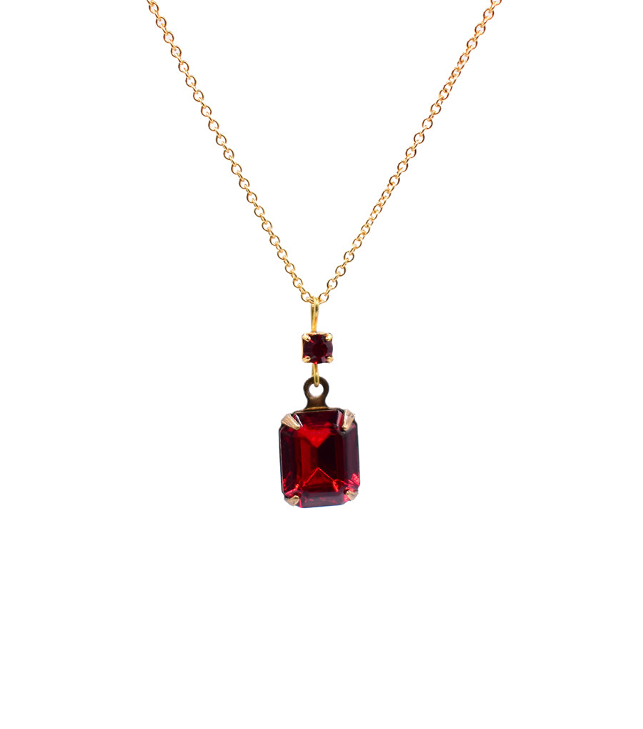 Ruby Vintage Crystal Pendant Necklace