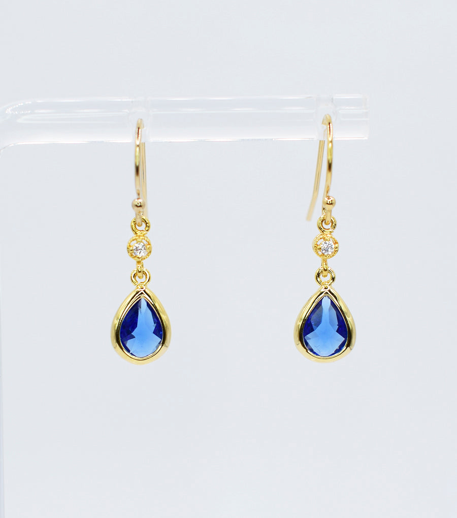 Sapphire Blue Long Teardrop Gold Plated Hook Earrings – Katherine