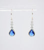 Sapphire Blue Long Teardrop Silver Plated Hook Earrings