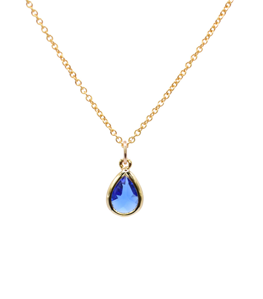 Sapphire Blue Teardrop Pendant Necklace