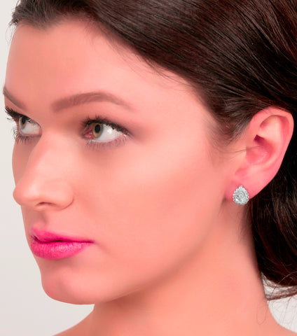 Teardrop Cubic Zirconia Stud Earrings, earrings - Katherine Swaine