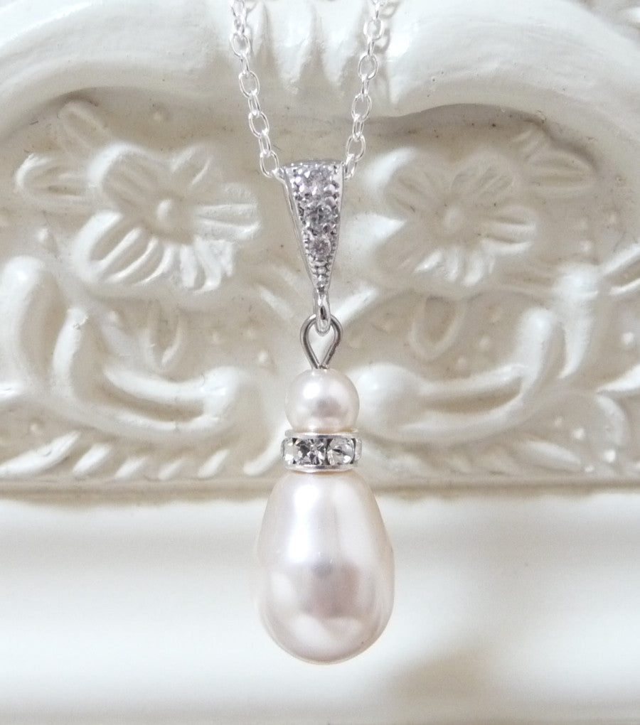Teardrop Pearl Pendant Necklace, Necklace - Katherine Swaine