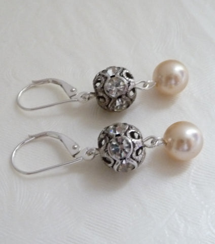 Vintage Silver Rhinestone Earrings, earrings - Katherine Swaine
