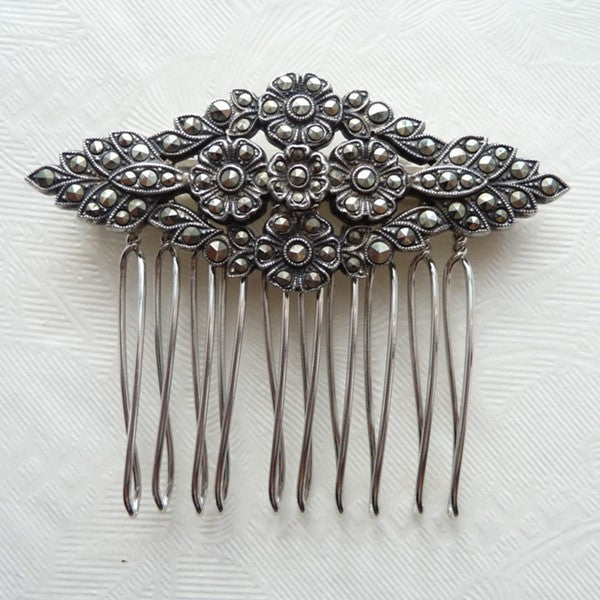 Vintage Marcasite Floral Hair Comb *SOLD*, Hair Comb - Katherine Swaine