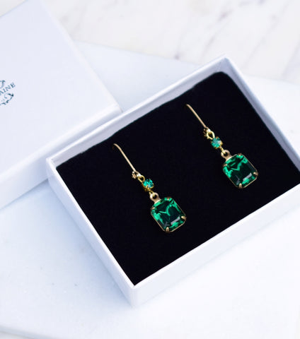 Vintage Emerald Green And Gold Earrings, earrings - Katherine Swaine