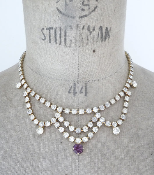 Vintage Gold Rhinestone Necklace, Necklace - Katherine Swaine