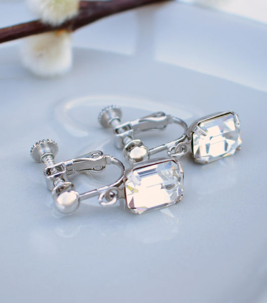 Vintage Inspired Crystal Clip On Earrings, earrings - Katherine Swaine