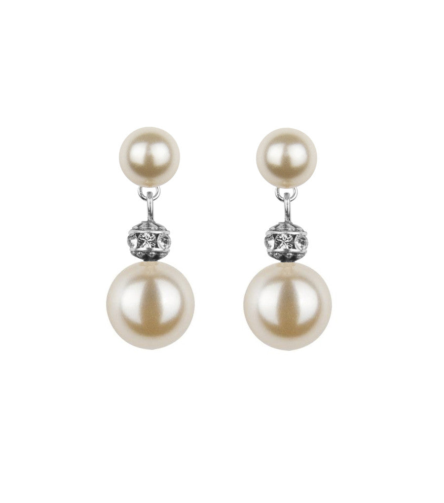Vintage Inspired Round Pearl Drop Earrings, earrings - Katherine Swaine