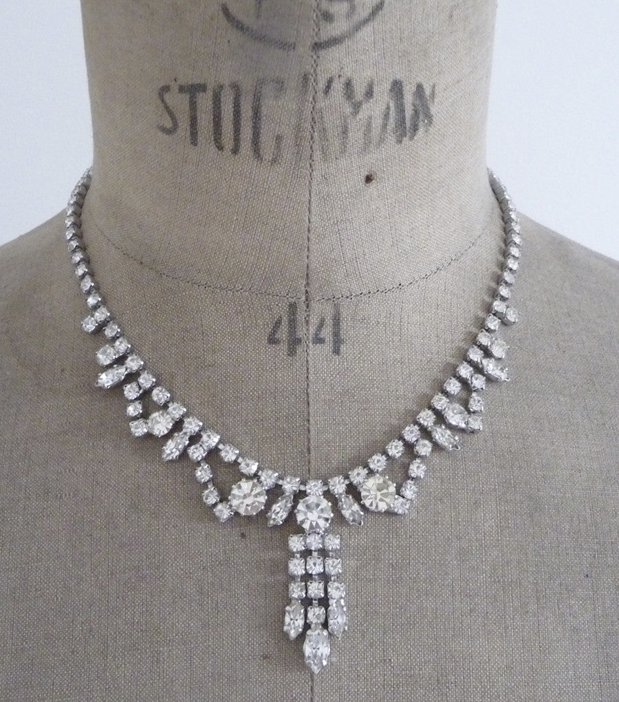 Vintage Rhinestone Cascade Necklace, Necklace - Katherine Swaine