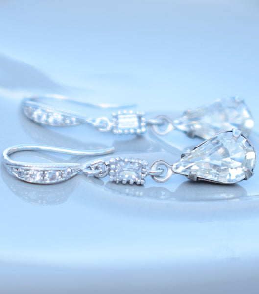 Vintage Style Crystal Drop Earrings, earrings - Katherine Swaine