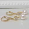 Crystal And Pearl Leverback Earrings, earrings - Katherine Swaine