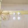 Cultured Pearl And Cubic Zirconia Drop Earrings, earrings - Katherine Swaine