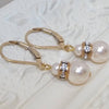 Crystal Rondelle And Pearl Leverback Earrings, earrings - Katherine Swaine